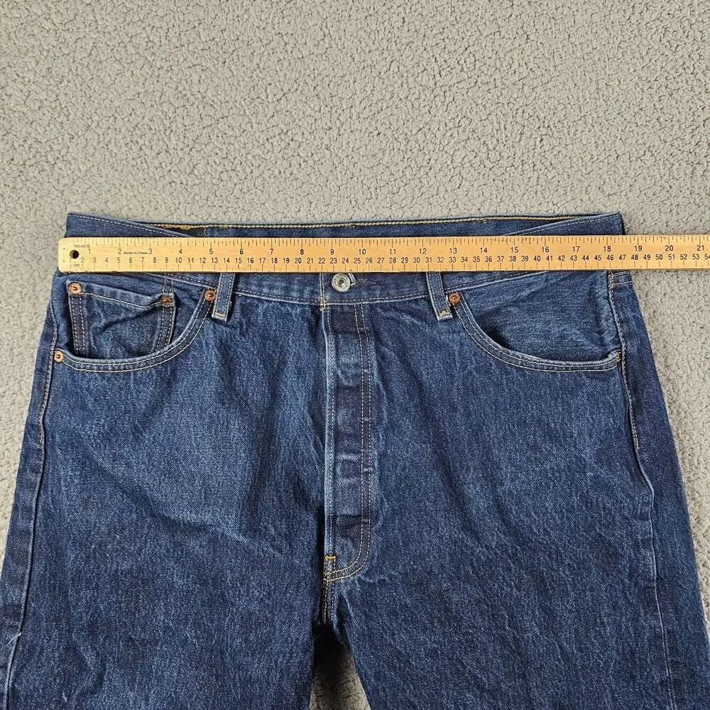 Levis 501 Jeans Mens 38x29 Blue Original Fit Straight Buttonfly Rigid Workwear